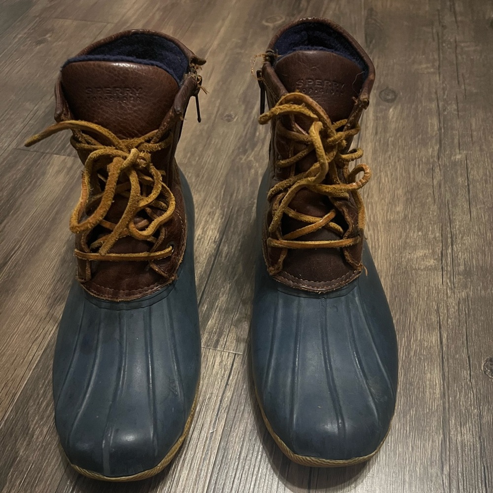 Vintage Sperry Brown and Blue Duck Boots